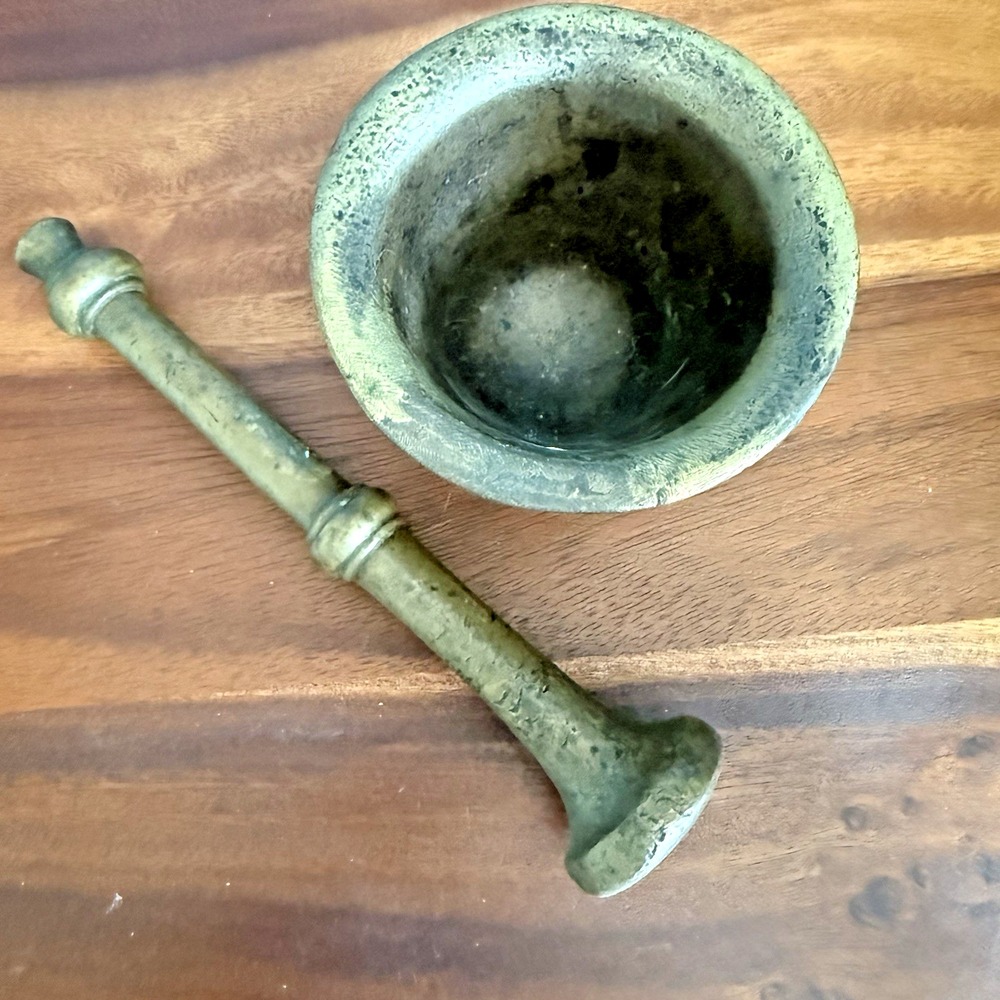 Antique European Bronze Apothecary Mortar & Pestle 17th Century Style 3lb - Picture 2 of 10